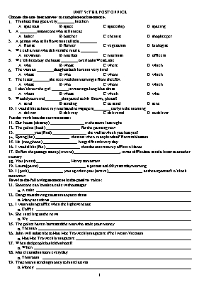 Bài tập Unit 9+10+11 môn Tiếng Anh Lớp 11